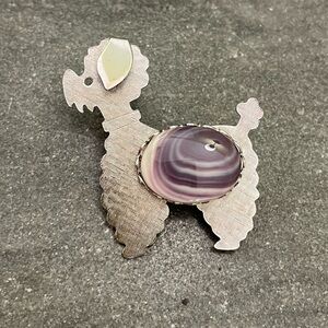 Vintage Purple Agate Poodle Brooch